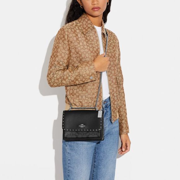 NWT Coach Outlet Klare Crossbody Bag In Signature Canvas  Rivets - Picture 5 of 7